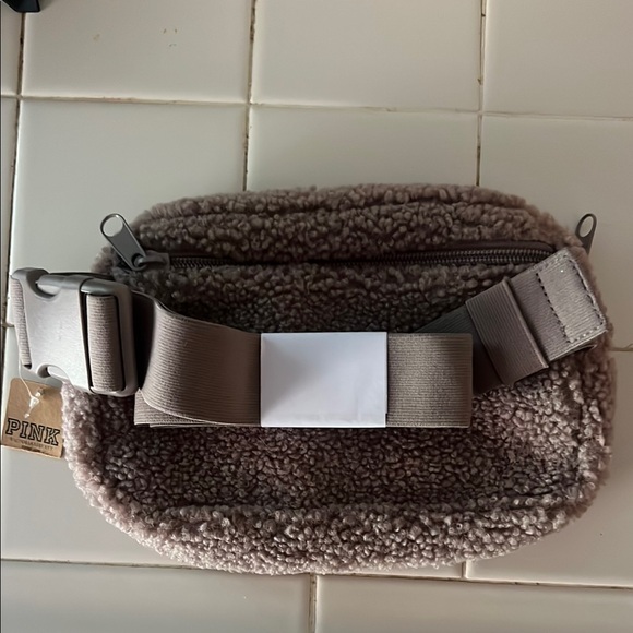 PINK Victoria's Secret Sherpa Belt Bag in Taupe - Picture 2 of 3